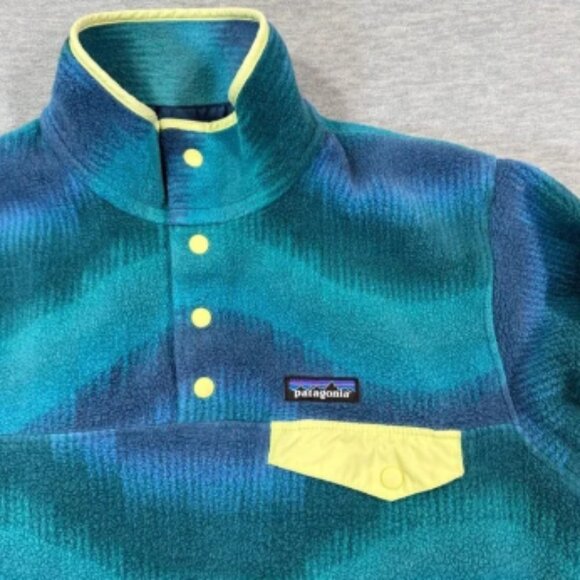 Patagonia Pullover Adult Small Teal Blue Synchilla Fleece Snap-T Retro VTG - Picture 2 of 9